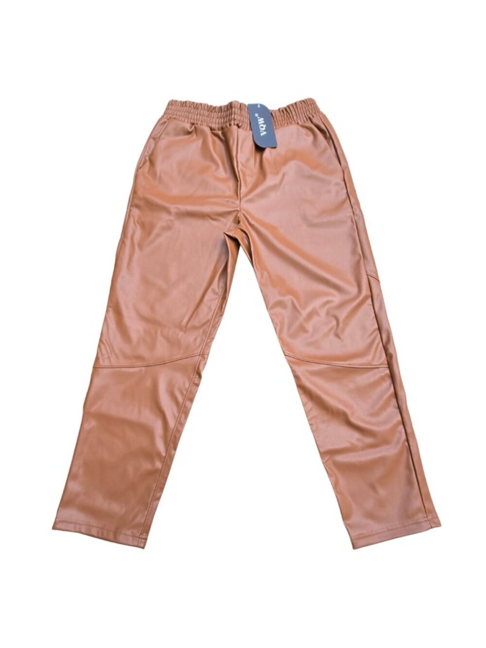 Brown Faux Leather Women's Straight Leg Pants - Large